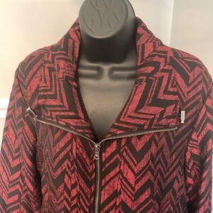 erin london Black & Dark Red Zigzag Zipfront Jacket Size M
